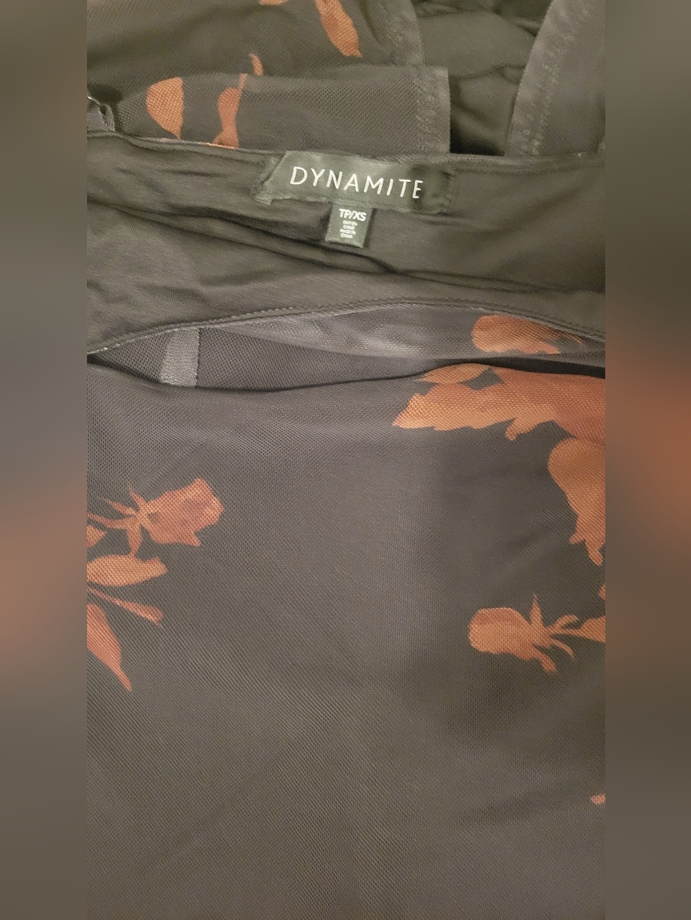 Dynamite Black Dress with Dark Orange Floral Print - Picture 3 of 7